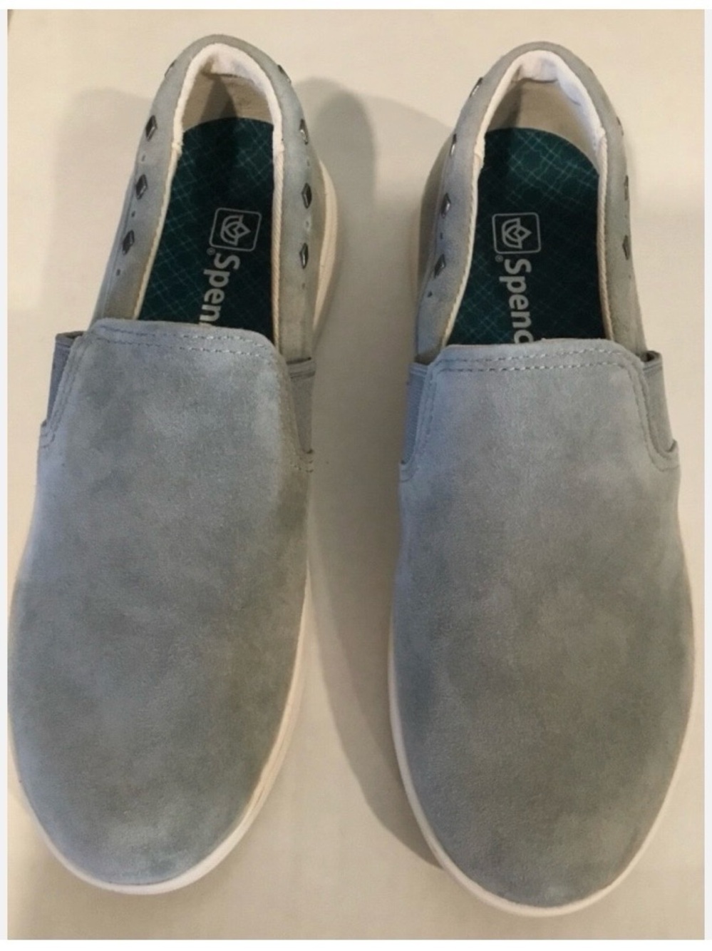 Spenco “Santa Barbara” Slip-On Suede Loafers - Light Gray.    New Without Box